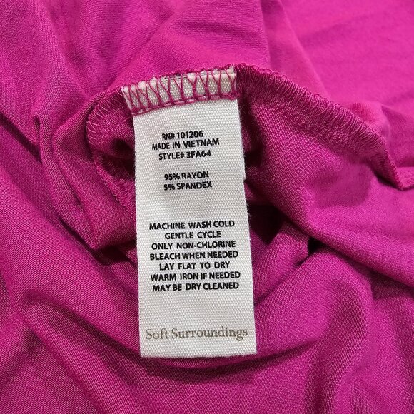NWT Women's Soft Surroundings Giselle Dress Fiery Fuchsia Faux Wrap Size PM - Picture 7 of 8